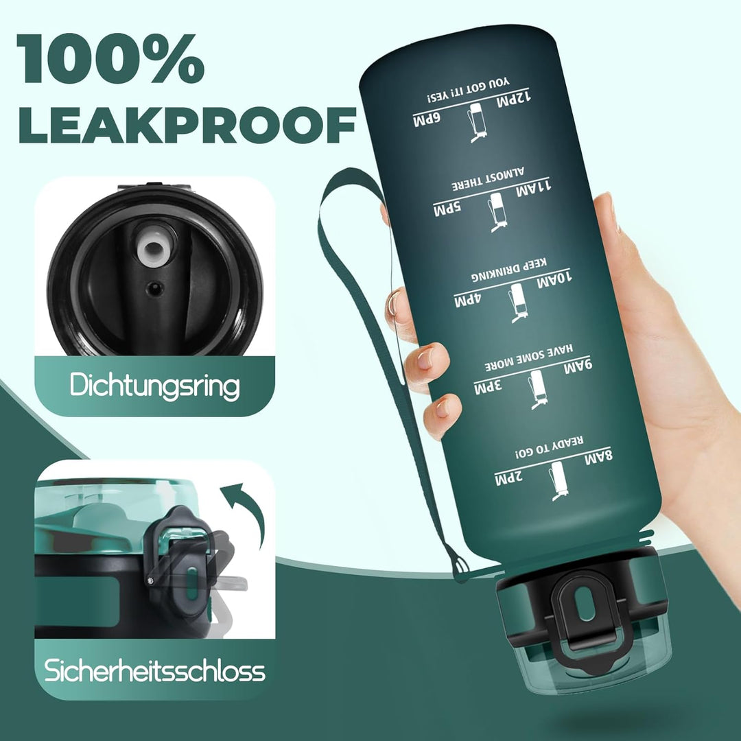 HoneyHolly Trinkflasche 1500ML, BPA-Frei, Trinkflasche Kohlensäure Geeignet, Wasserflasche Auslaufsi