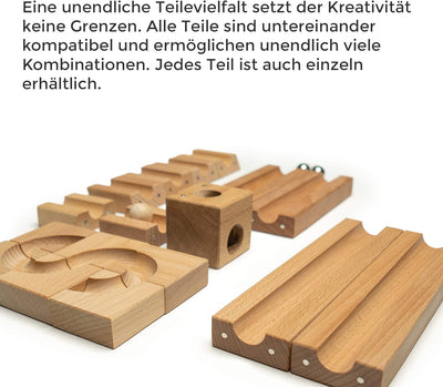 rewoodo KlixxOs Kugelbahn Holz Premium Holzspielzeug aus Deutschland Murmelbahn (Bahn, Spirale) mit