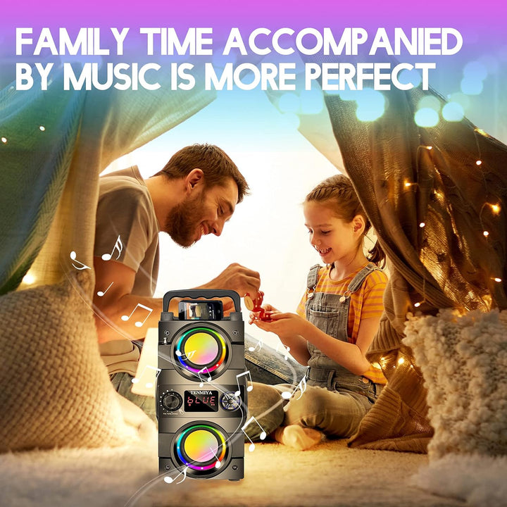 TENMIYA Bluetooth-Lautsprecher, 40 W (60 W Peak) Tragbare Bluetooth-Lautsprecher mit Beleuchtung Kab