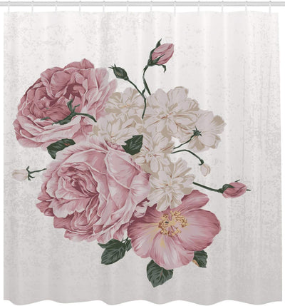 ABAKUHAUS Rose Duschvorhang, Alte Rosen Corsage Grunge, Moderner Digitaldruck mit 12 Haken auf Stoff