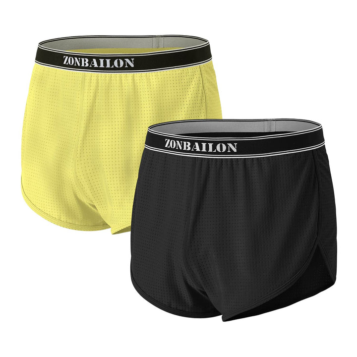 BIATWOWR Herren Transparent Sexy Boxershorts Männer Atmungsaktiv Bequem Unterhose Seitlichem Schlitz