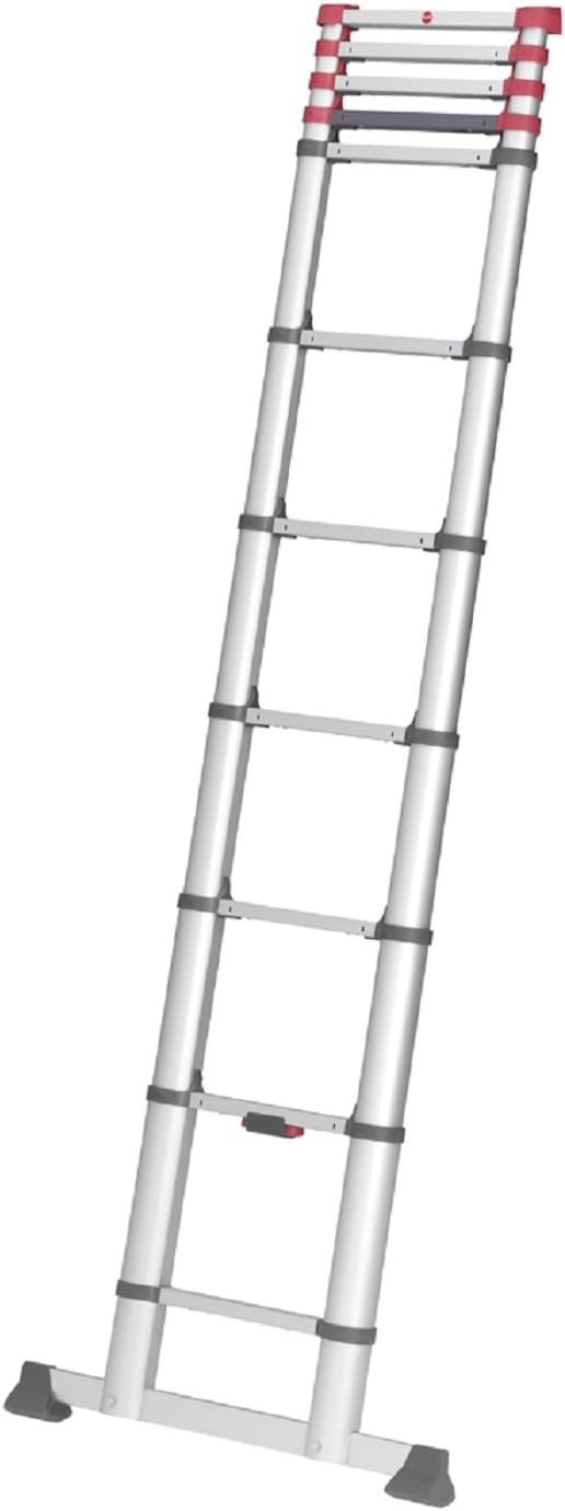 Hailo T80 FlexLine Alu Sicherheits-Teleskopleiter - ausziehbare Anlegeleiter mit 11 Sprossen - Arbei