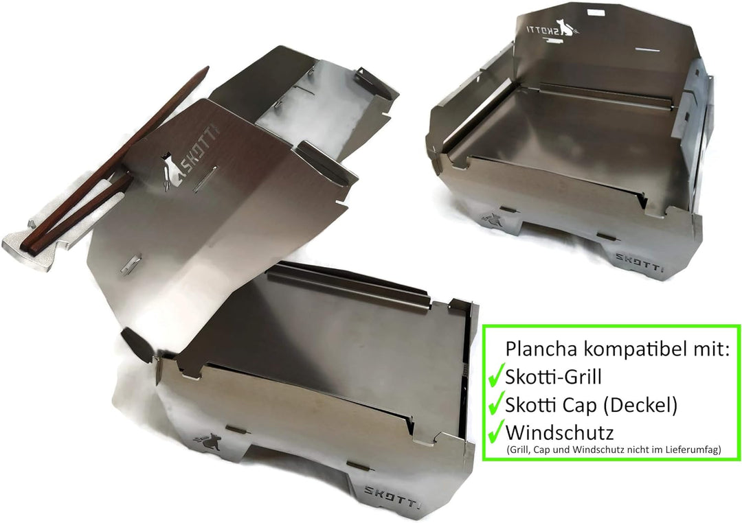 Edelstahl Grillplatte/Plancha passend für den Skotti Grill, 3mm Edelstahl