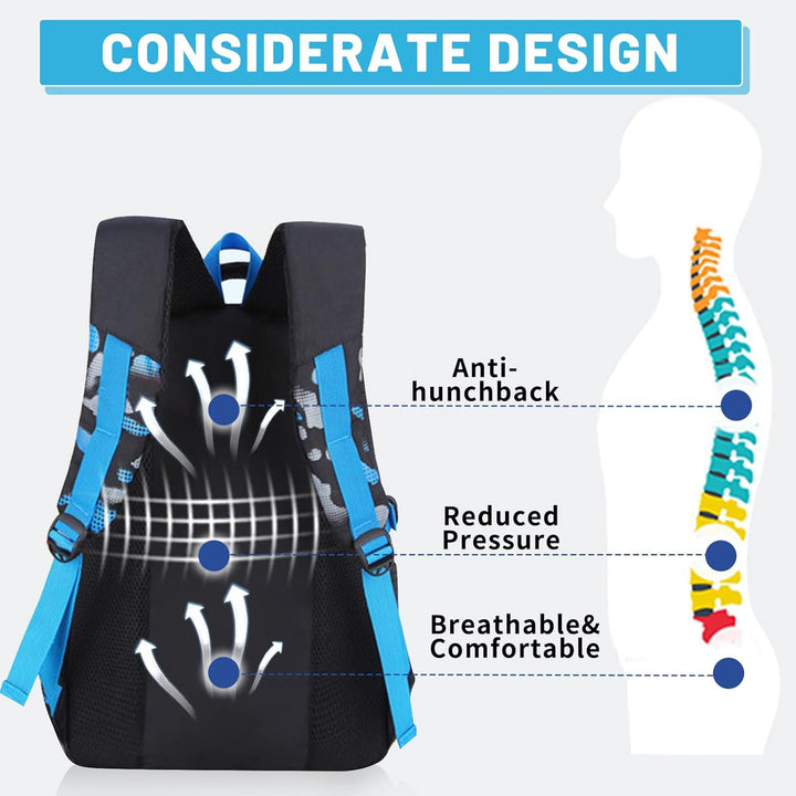 Amythe Kinderrucksack Schulrucksack Jungen Teenager, Lässiger Daypack Schule Leichter aus Nylon, 15-