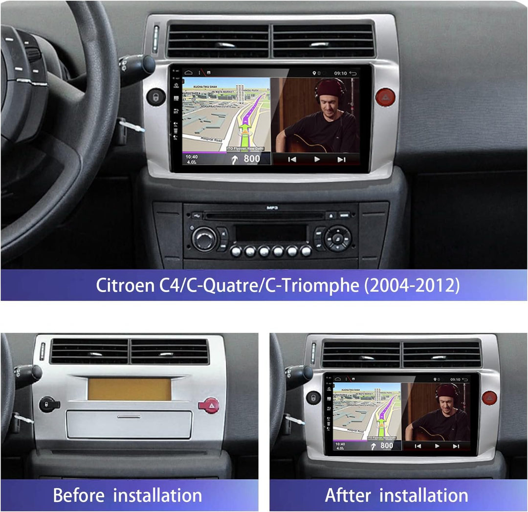 JOYX Android 12 Autoradio Passt für Citroen C4/C-Quatre/C-Triomphe (2004-2012) - 4G+64G - Eingebaut