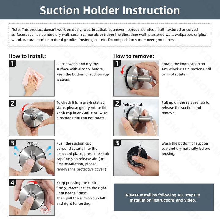 YOHOM Saugschraube Runder Handtuchring Befestigen ohne Bohren Edelstahl Rostfrei Handtuchhalter für