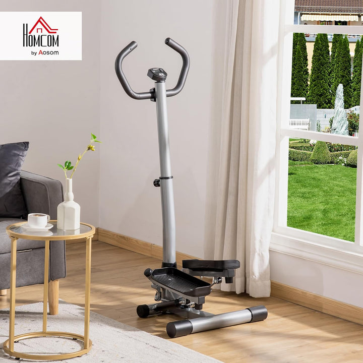 HOMCOM Stepper mit Handgriff Heimtrainer für Zuhause Kompakt Fitnessgerät für Bein- und Po-Training