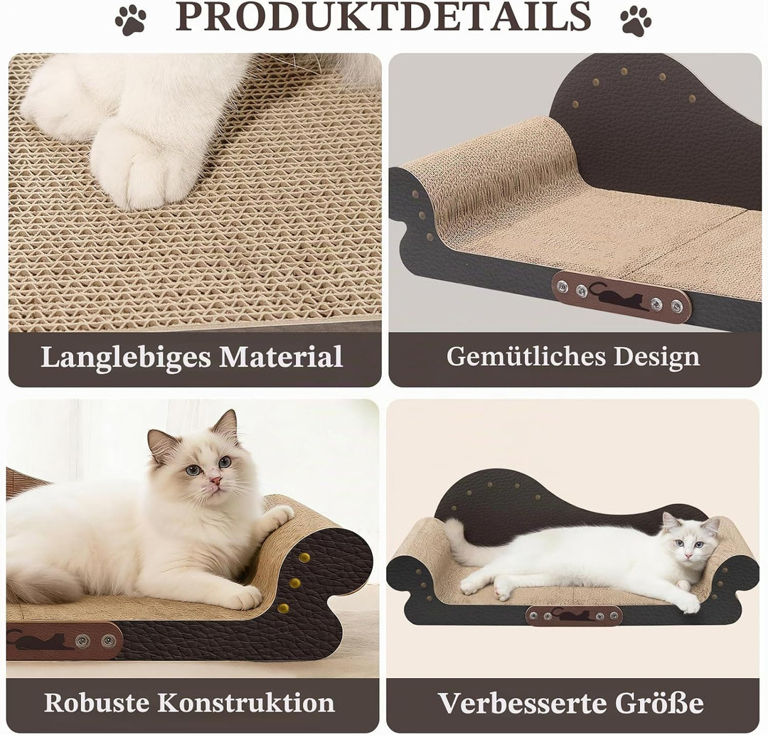 Kratzbrett Katzen XXL, Langlebig und Doppelseitig Nutzbar, mit Sofa Design Kratzmatte, mit Kratzpapp