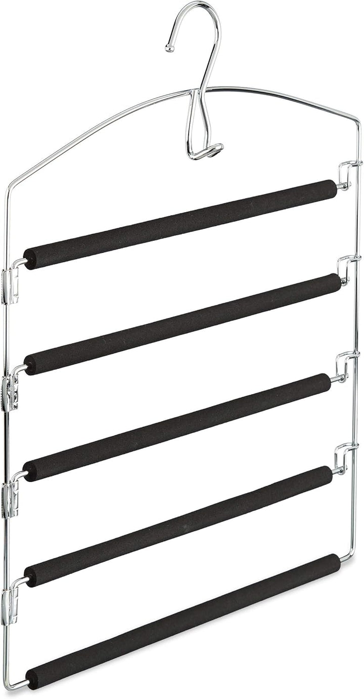 10 x Hosenbügel platzsparend, Hosenkleiderbügel mehrfach, Metall, gepolstert, HBT: 44,5x37x2,7 cm, S