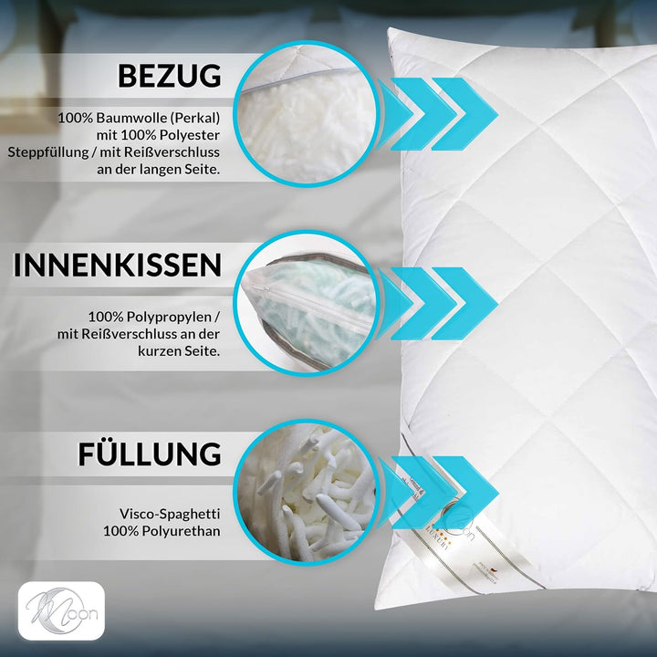 Moon Luxury Nackenstützkissen/Kopfkissen 40x80 mit enormer Stützkraft durch Visco-Spaghetti Bezug 10
