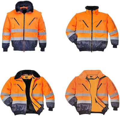 Portwest Hi-Vis Warnschutz 3-in-1 Pilotjacke, Grösse: S, Farbe: Orange/Marine, PJ50ONRS S orange / m