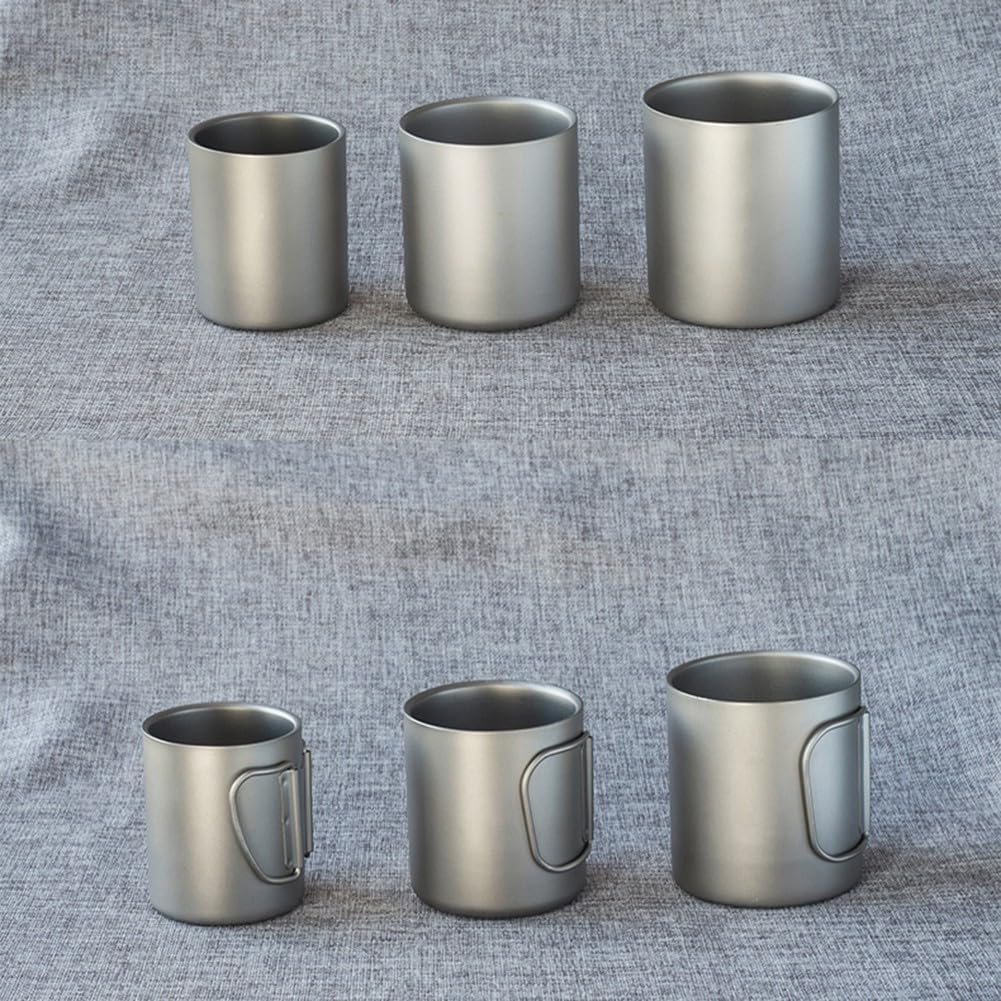 SPORTARC Tragbarer Camping-Wasserbecher, Titan-Tasse, doppelwandige Titan-Wassertasse, Kaffee, Tee,