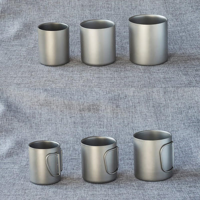 SPORTARC Tragbarer Camping-Wasserbecher, Titan-Tasse, doppelwandige Titan-Wassertasse, Kaffee-Tee-Be