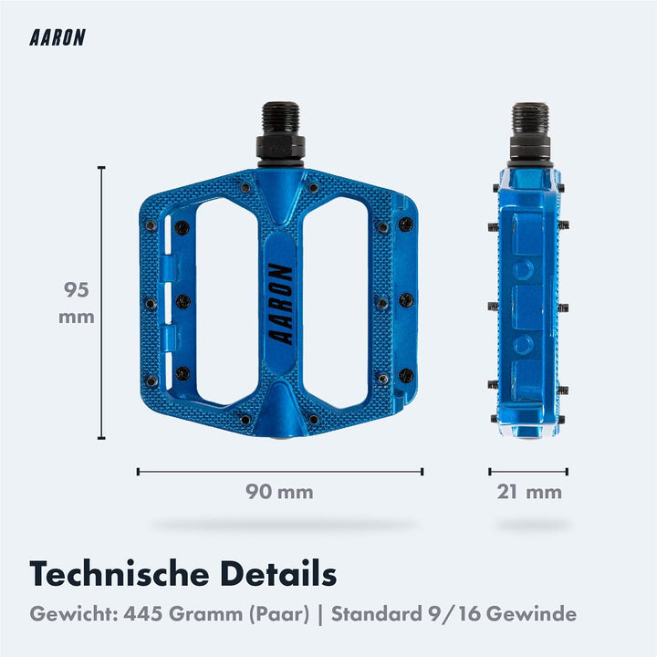 AARON Rock - MTB Pedale Fahrrad aus Alu mit abgedichteten Industrie-Kugellager, rutschfest durch aus
