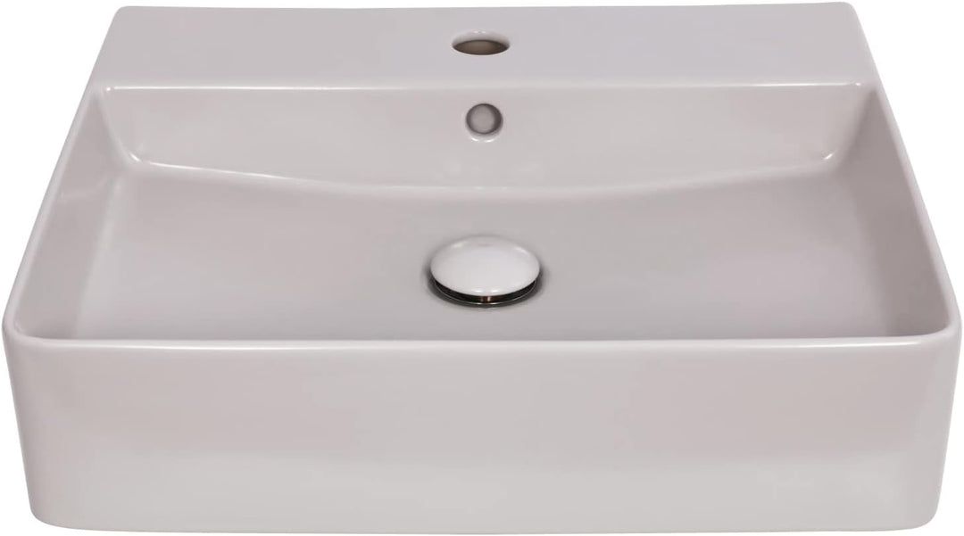 'aquaSu® Moderner Waschtisch Riga 51 cm | Eckiges Design-Waschbecken mit Überlauf und Hahnloch | Hän