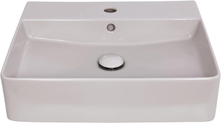 'aquaSu® Moderner Waschtisch Riga 51 cm | Eckiges Design-Waschbecken mit Überlauf und Hahnloch | Hän