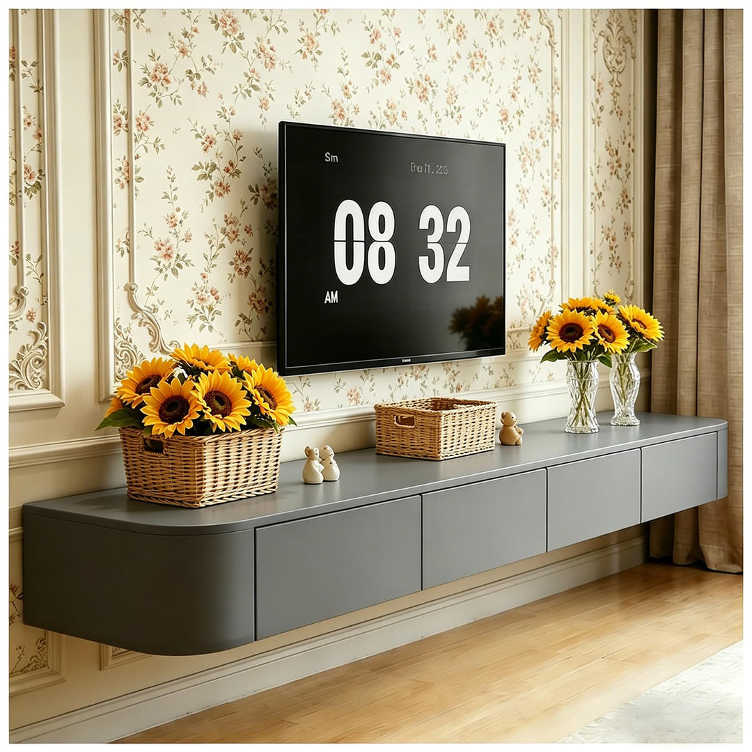 TV Schrank Hängend 240cm, Schwebende TV Lowboard mit 2 Schubladen 2 Klapptüren, Fernsehschrank mit K