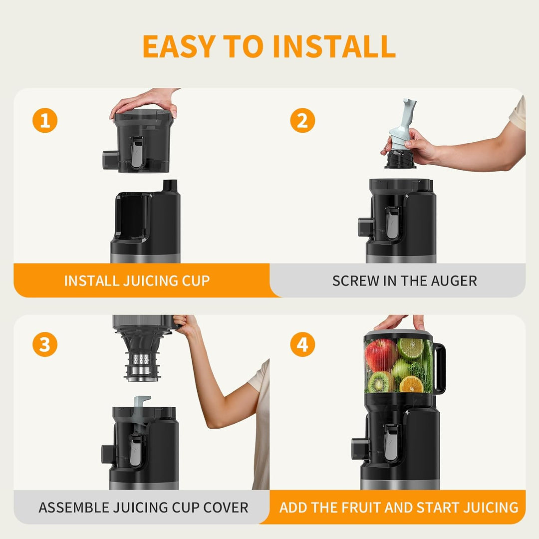 SJ-068 Entsafter Slow Juicer, 152mm Einfüllschacht, Saftausbeute Titanium Gray, Titanium Gray