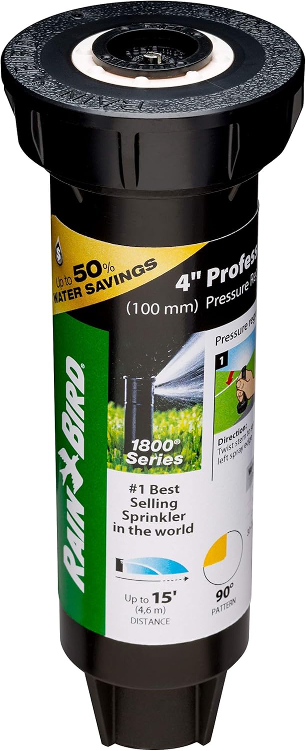 Rain Bird 1804QDSP25 Druckregulierender (PRS) Professioneller Doppelsprüh-Sprinkler, 90° Viertelkrei