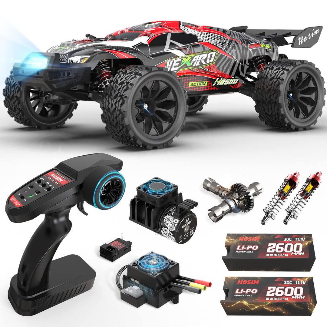 Hosim Ferngesteuertes Auto ab 14 Jahre, 1:8 Brushless RC Auto 70+ KM/H High Speed, 4x4 Offroad Monst