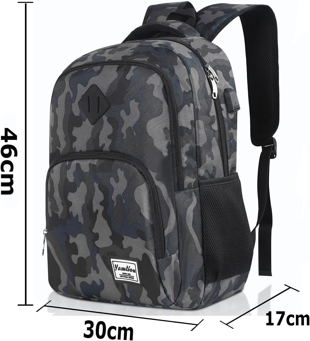 YAMTION Rucksack Jungs,Schule Rucksack Laptop Rucksack mit USB-Ladeanschluss für Herren Studenten 15