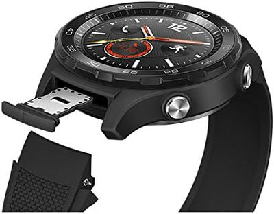 HUAWEI Watch 2 (Bluetooth) Smartwatch mit schwarzem Sportarmband (NFC, Bluetooth, WLAN, Android Wear