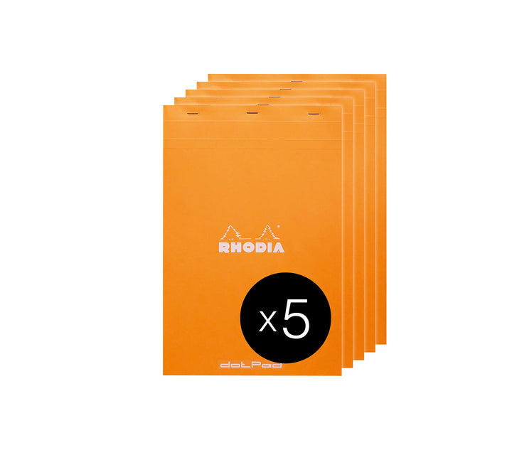 Rhodia 19558C - Packung mit 5 Notizblöcken geheftet dotPad No.19 A4+ 21x31,8cm 80 Blätter Dot-Lineat