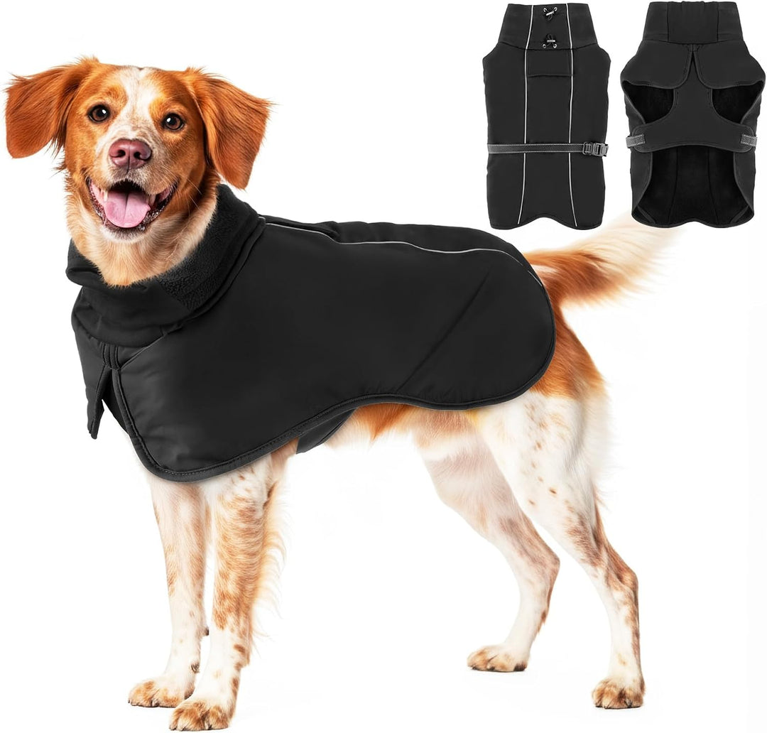 Warme Hundemäntel, wasserdichte Reflektierende Hundejacke, Winddichter Wintermantel mit Hohem Kragen