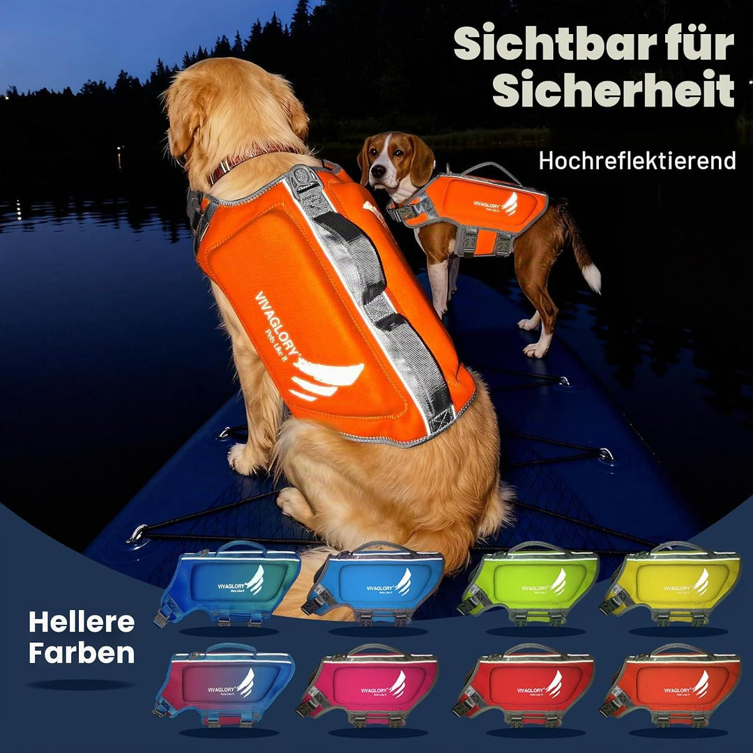 VIVAGLORY High Buoyancy Schwimmweste Hund, Rettungsweste, Hundeschwimmweste für Bootfahren, Schwimmh