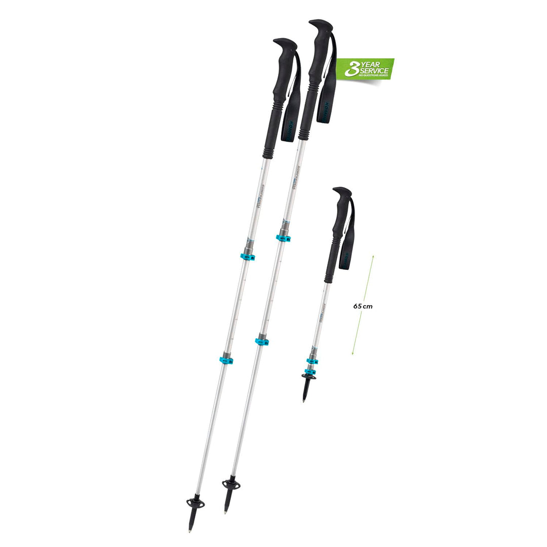 Komperdell Teleskopstöcke Explorer Contour Power Lock 105-140cm Teleskopstöcke Silber/Blau/Schwarz,