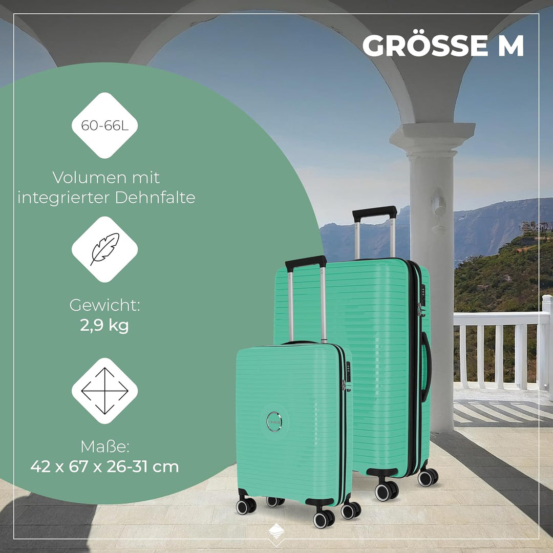 Travelite Hartschalen Kofferset 3teilig, 4 Rollen, ORBITA, Trolleys mit bruchsicherer Schale und pra