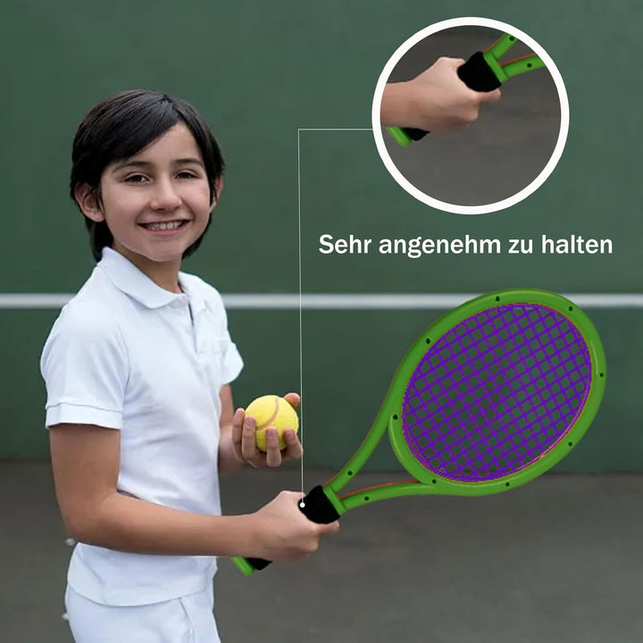 Federball Set Kinder,17 Zoll TennisschläGer Für Kinder,Tennis Setmit 8 Badminton Und 4 Softball Tief