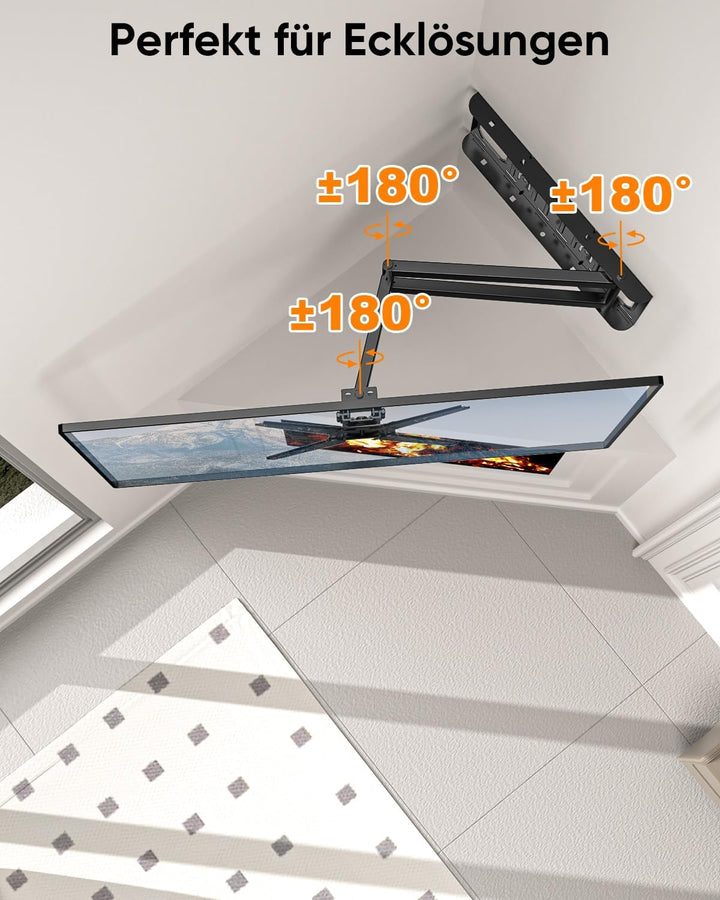 TV Wandhalterung mit 655mm Langem Arm für 13-50 Zoll Fernseher oder Monitor, 180° Drehung Fernsehhal