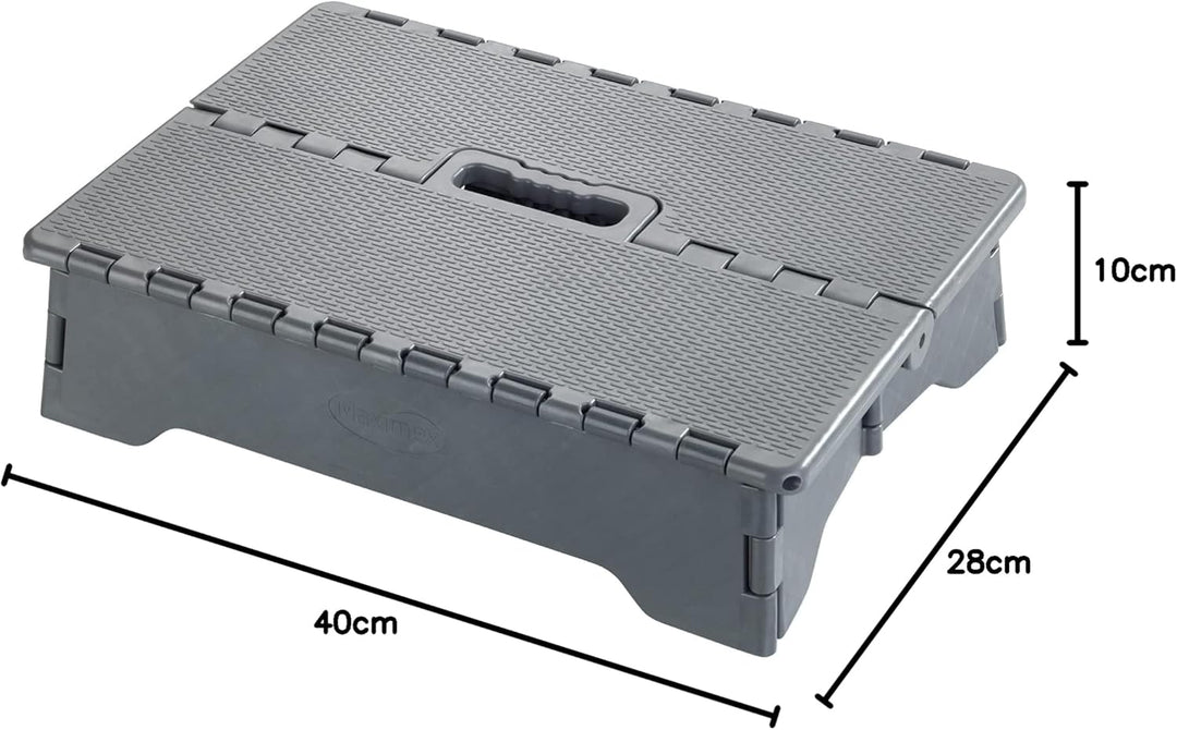 Maximex Klapp-Trittstufe Secura - Hochbelastbare Tritthocker bis 250 kg, Polypropylen, 40 x 10 x 28