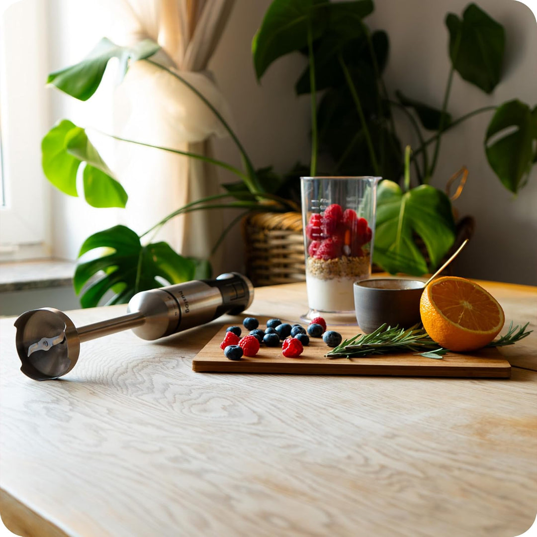 BlendFlex Stabmixer 1500W – Edelstahl Handmixer mit 20 Geschwindigkeiten & Turbo-Funktion, inkl. 600