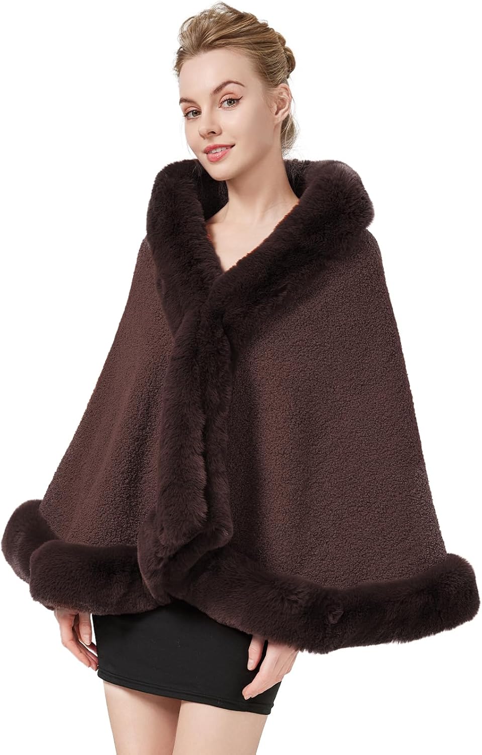 BEAUTELICATE Damen Kunstpelz Stola Brautjacke Bolero Winter Brautschal Mantel für Hochzeit Festlich