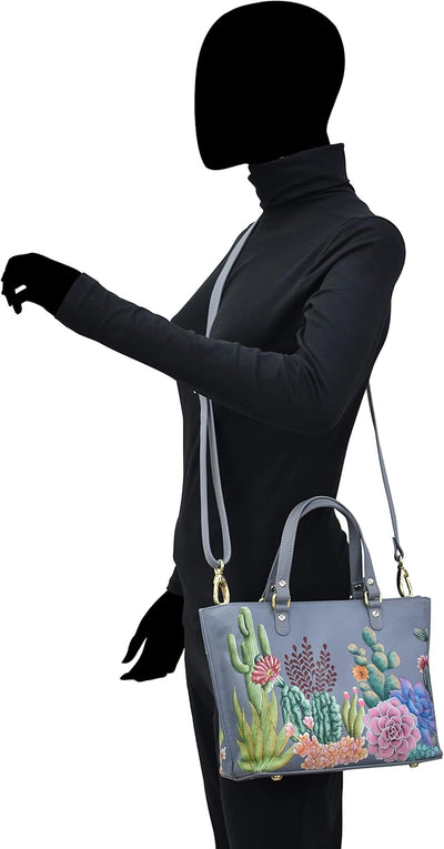Anuschka Women's Echtleder Medium Tote - Handbemalte Handwerkskunst Desert Garden, Desert Garden