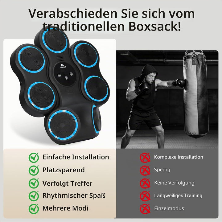 Abahub Music Boxing Machine for Adults &amp; Kids, Home Fitness Equipment with Gloves, Wall Mounted Inte