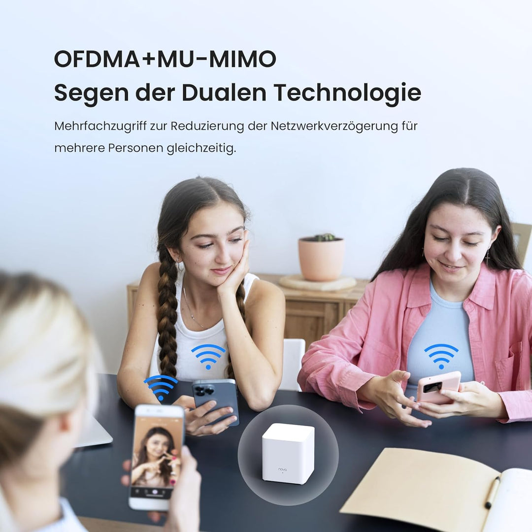 Tenda MX3 (2 Pack) WiFi 6 Mesh AX1500, WiFi 6 Mesh System für das ganze Haus, MU-MIMO, Abdeckung bis