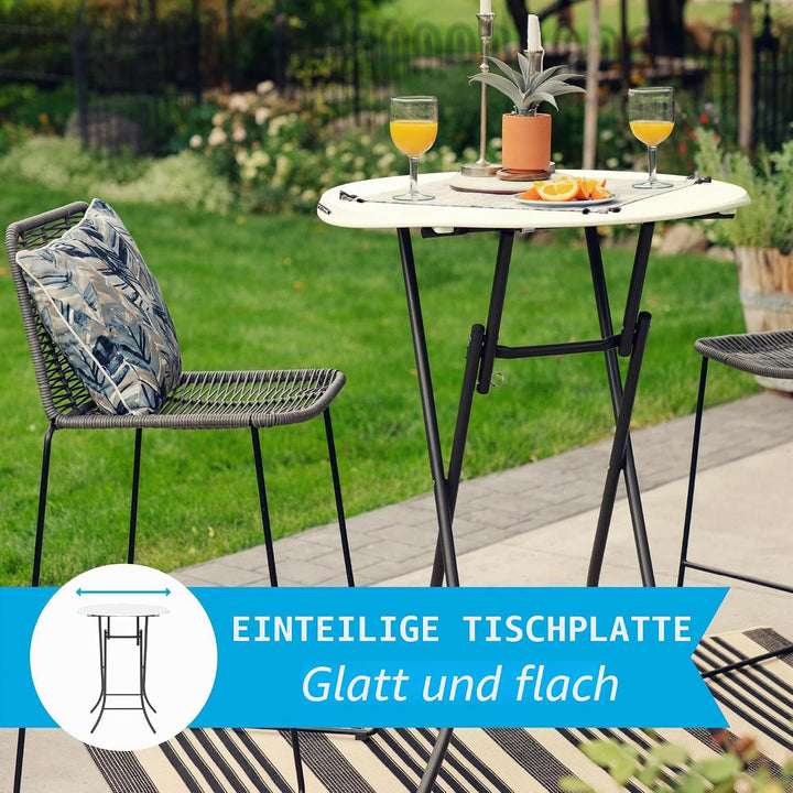LIFETIME Klapptisch Ø84x110 cm | Weiss | Stehtisch Bistrotisch Kunststoff mit Klappfunktion | UV-bes