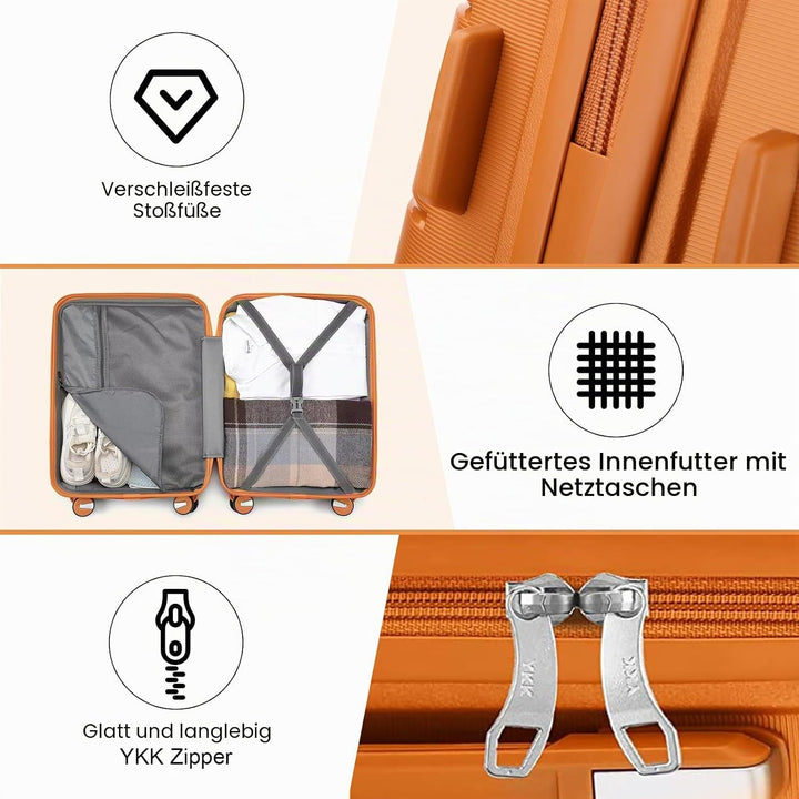 Sea choice Hartschalen Koffer Trolley Erweiterbar Kabinen Handgepäck 100% PP Leicht Reisekoffer mit