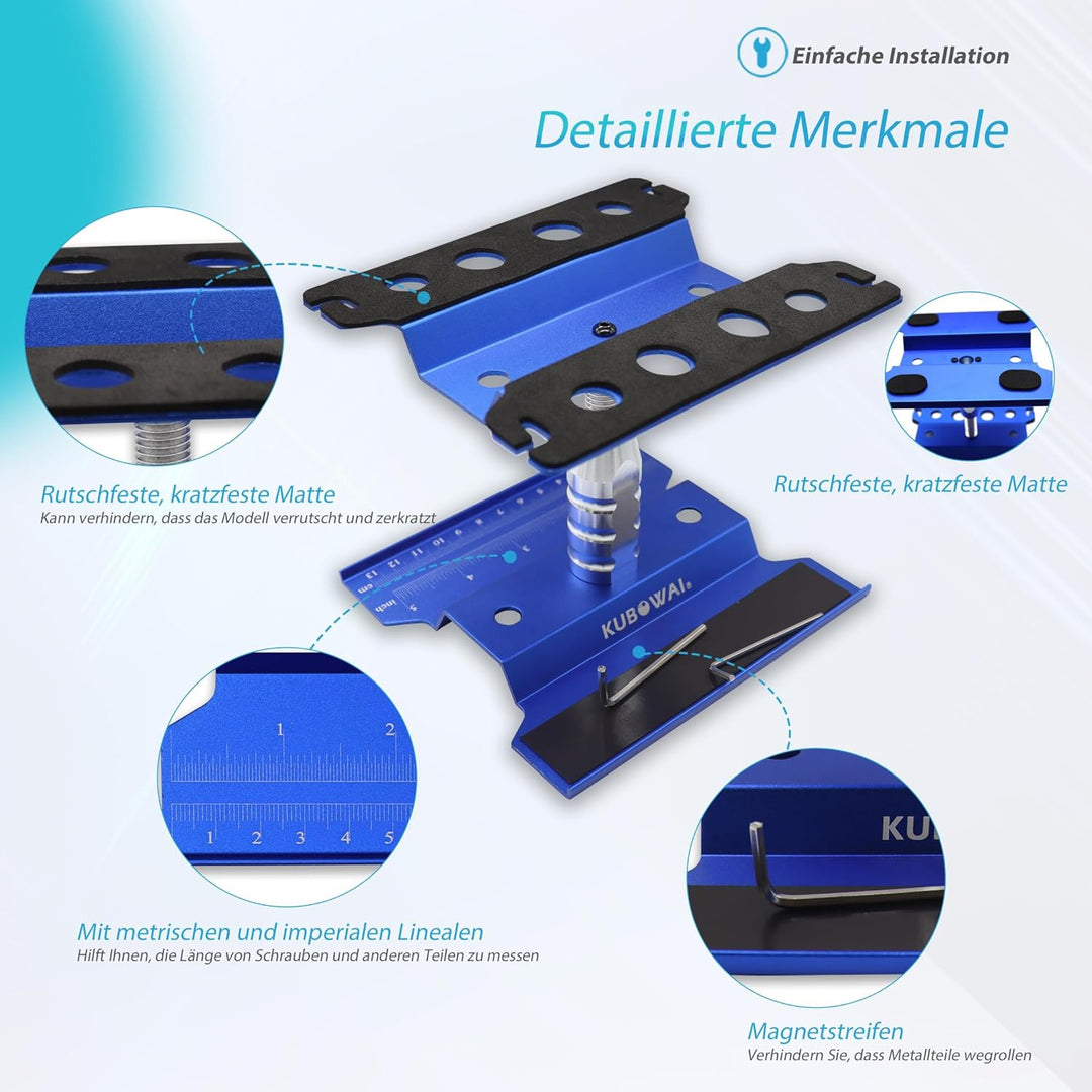 RC Auto Aluminium Reparatur Workstation， 360 ° Drehung/Heben/Senken Arbeitsständer für 1/8 1/10 1/12
