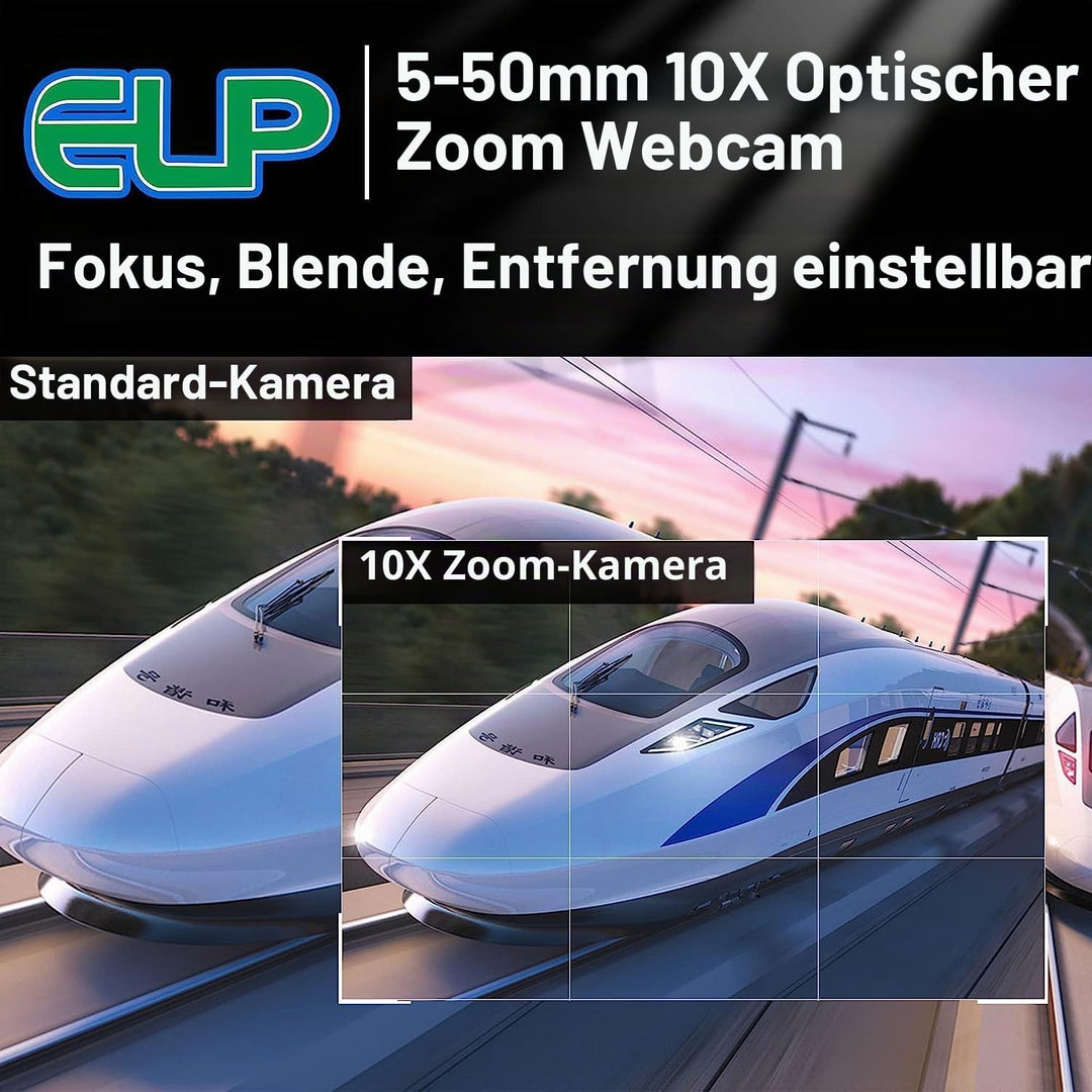 ELP USB Kamera 1080P Low Illumination Webcam 5-50mm Optischer Zoom Objektiv Variabler Fokus IMX323 U