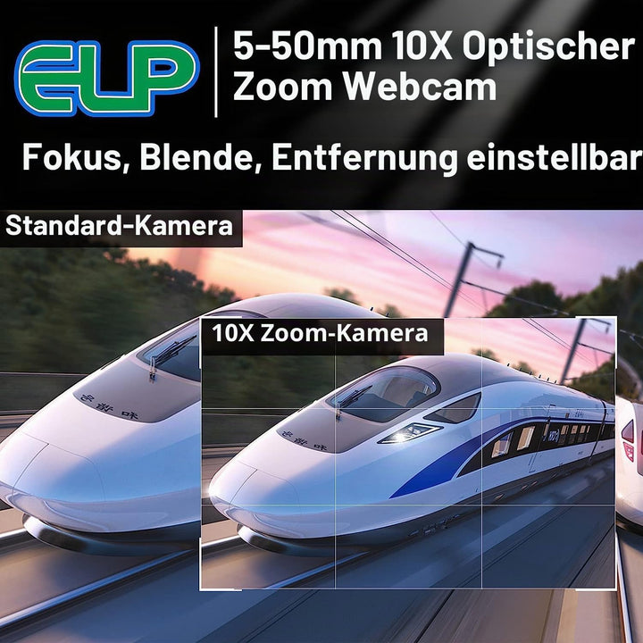 ELP USB Kamera 1080P Low Illumination Webcam 5-50mm Optischer Zoom Objektiv Variabler Fokus IMX323 U