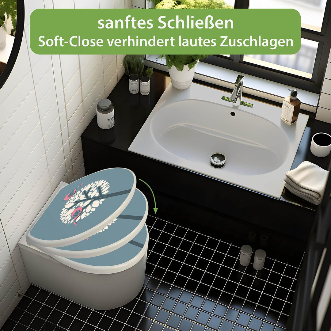 banjado Toilettendeckel mit Absenkautomatik 44,5x37cm - Soft Close Toilettensitz - WC Sitz mit Absen