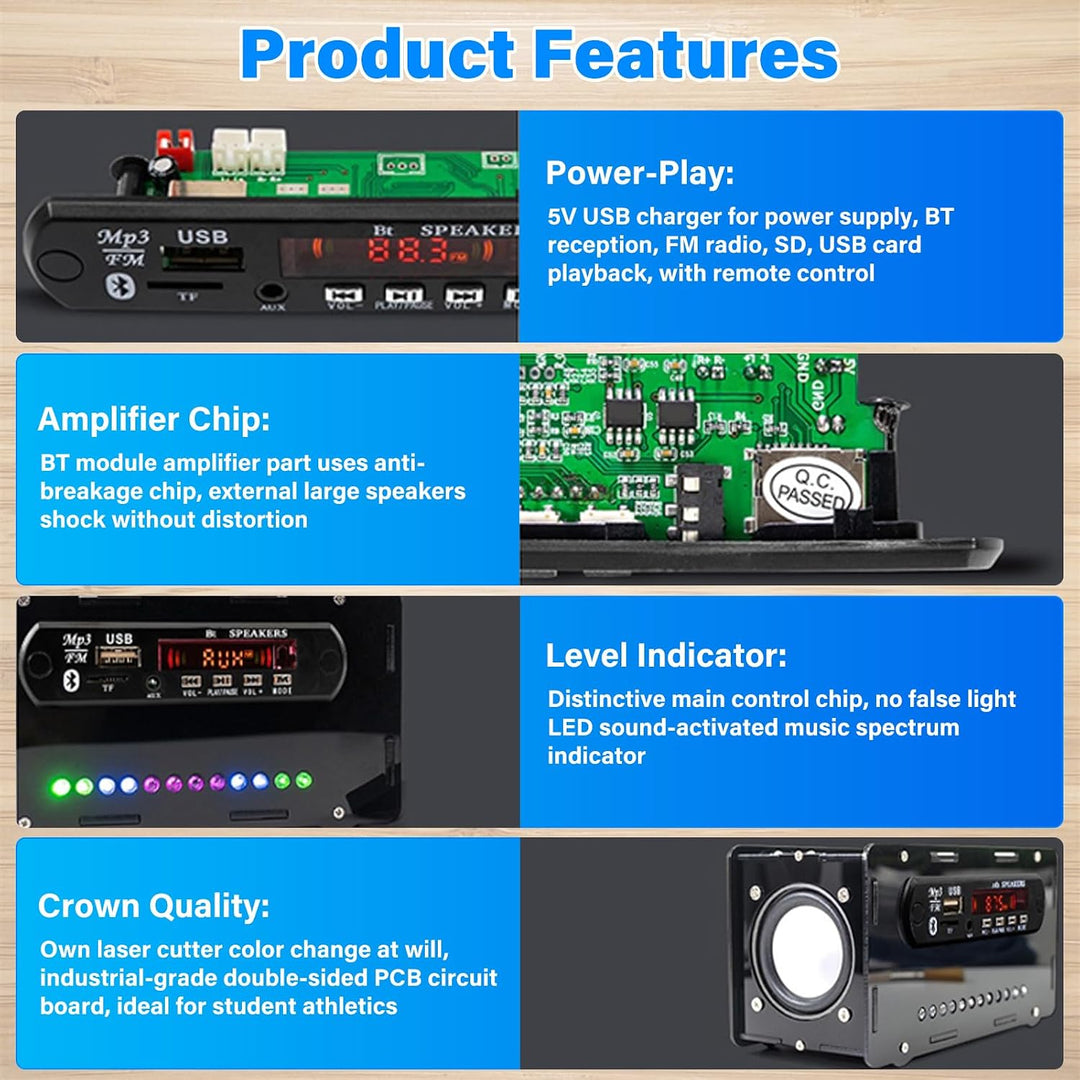 Elektronik Lötbausatz, 2-in-1 FM Radio &amp; Bluetooth 5.0 Lautsprecher Bausatz 3W+3W Stereo, Musiksteue