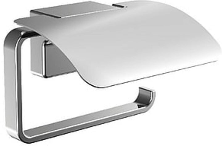 EMCO Cue Papierhalter mit Deckel, markant geformter Toilettenpapierhalter zur Wandmontage, hochwerti