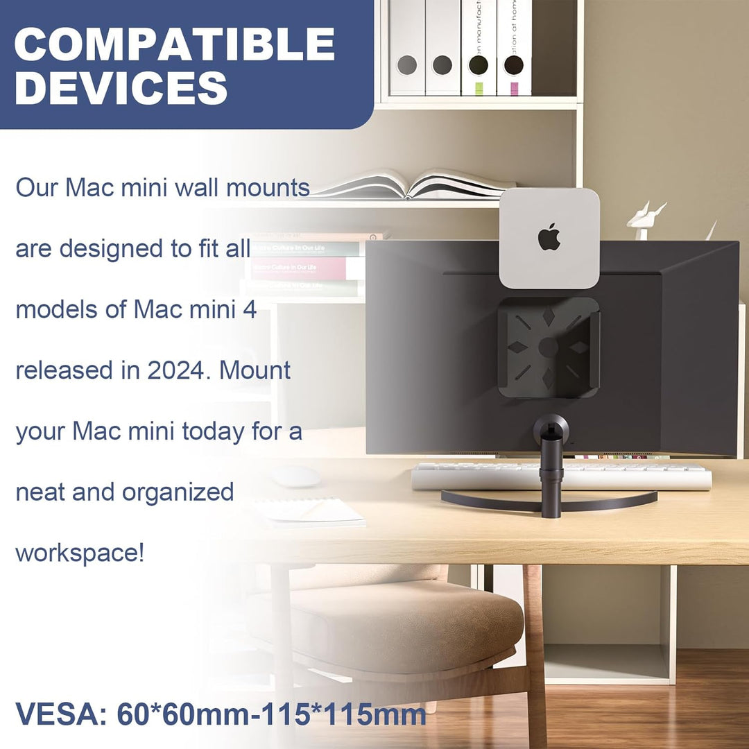 Mac mini M4 Ständer, Mac mini M4/M4 Pro 2024 VESA Halterung, Halterung hinter Monitor für Mac mini M