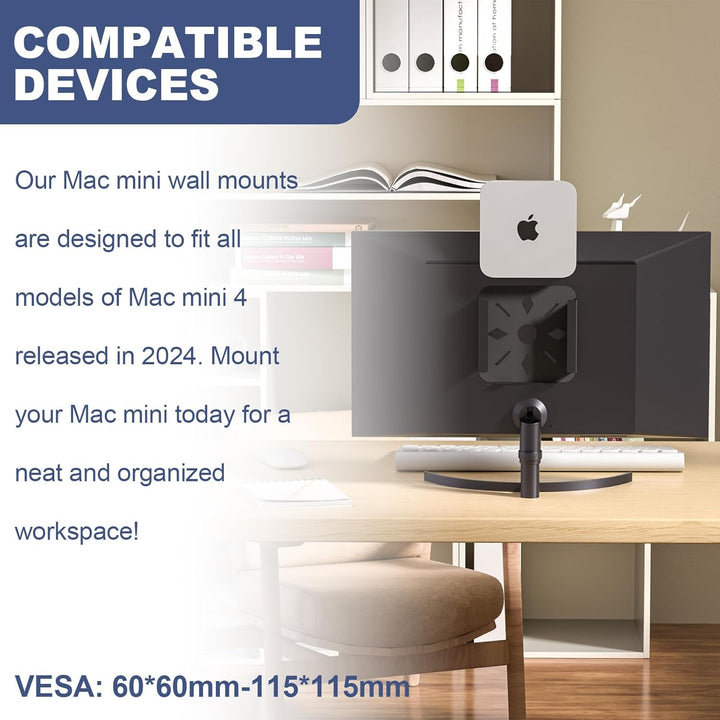Mac mini M4 Ständer, Mac mini M4/M4 Pro 2024 VESA Halterung, Halterung hinter Monitor für Mac mini M