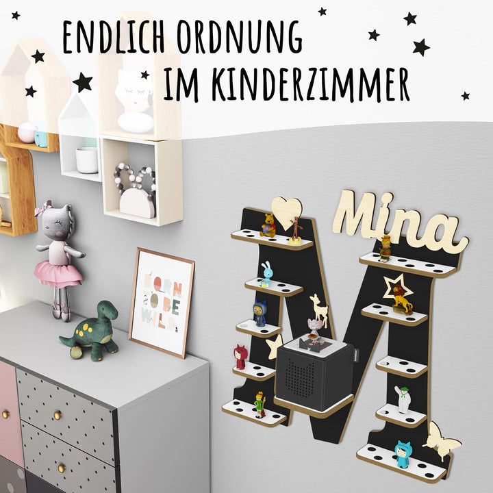 Tonie Regal für Toniebox, Toniebox Regal personalisiert mit Name und Holzsymbolen, Tonie Aufbewahrun
